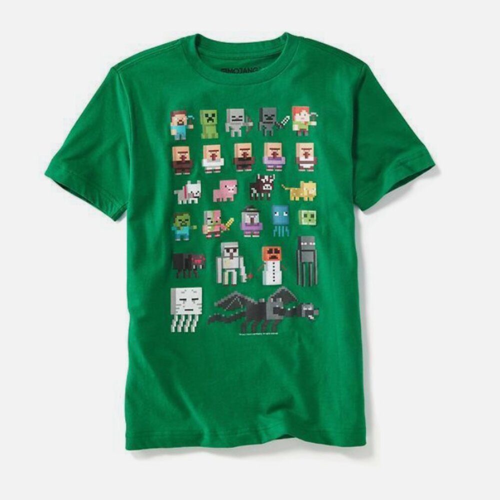 NWT OLD NAVY Minecraft Characters Creeper Tees T-Shirt Shirt Boys L XL 10 12 14